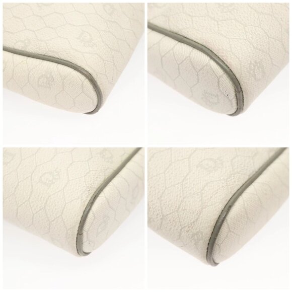 Christian Dior Honeycomb Canvas Shoulder Bag PVC White Gold Auth sw752 - Picture 14 of 16